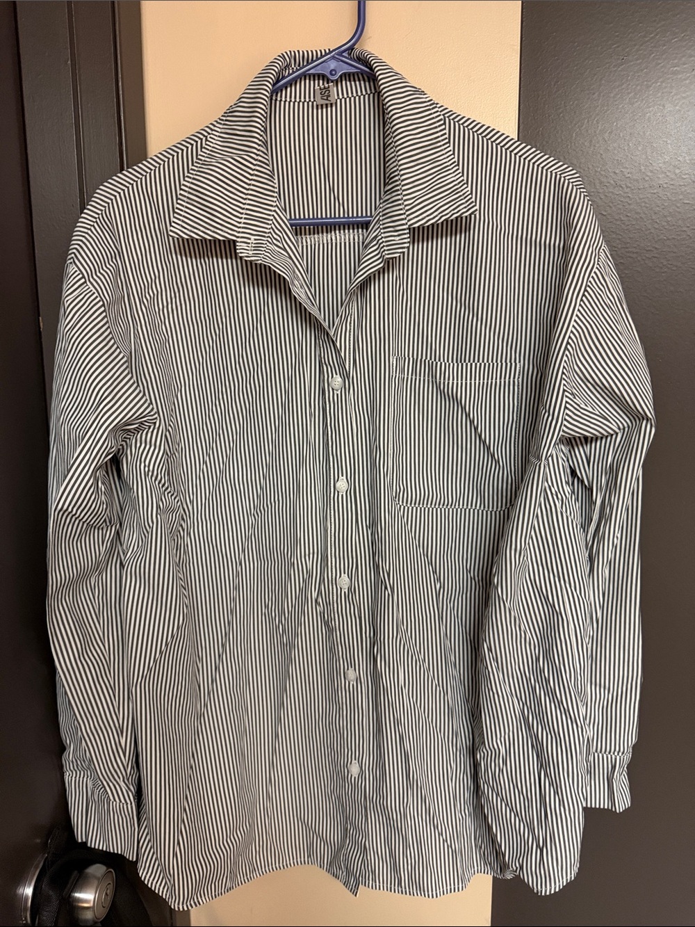 Men's Classic Black & White Stripe Button-Up Shirt